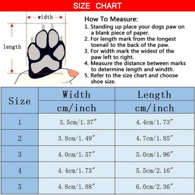 4pcs/sets Winter Waterproof Dog Snow Boots For Small Dogs