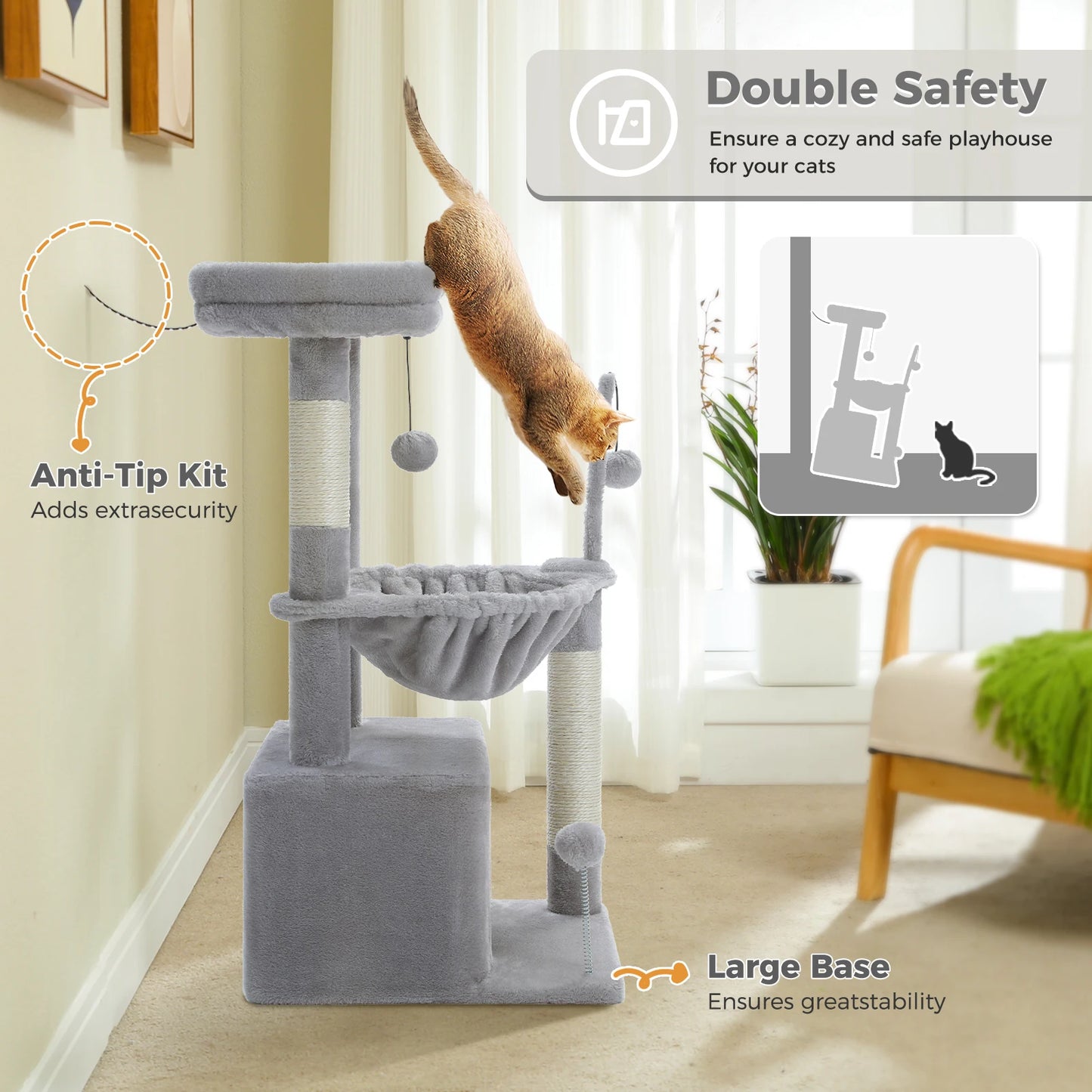 Multi-Level Cat Tower with Scratching Posts