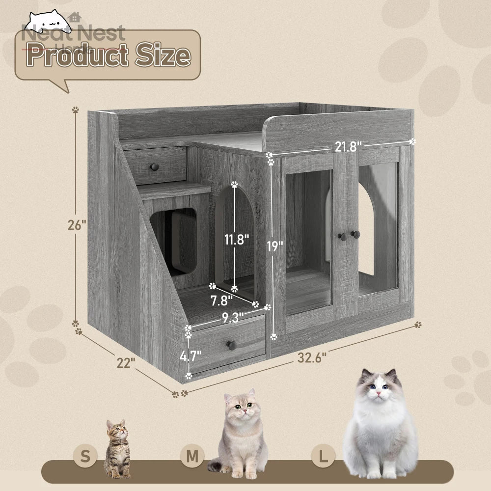 Cat Litter Box Enclosure with Light