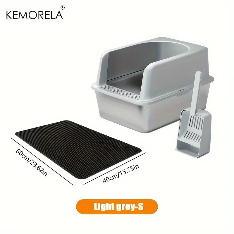 Stainless Steel Litter Box With Litter Mat And Litter Scoop