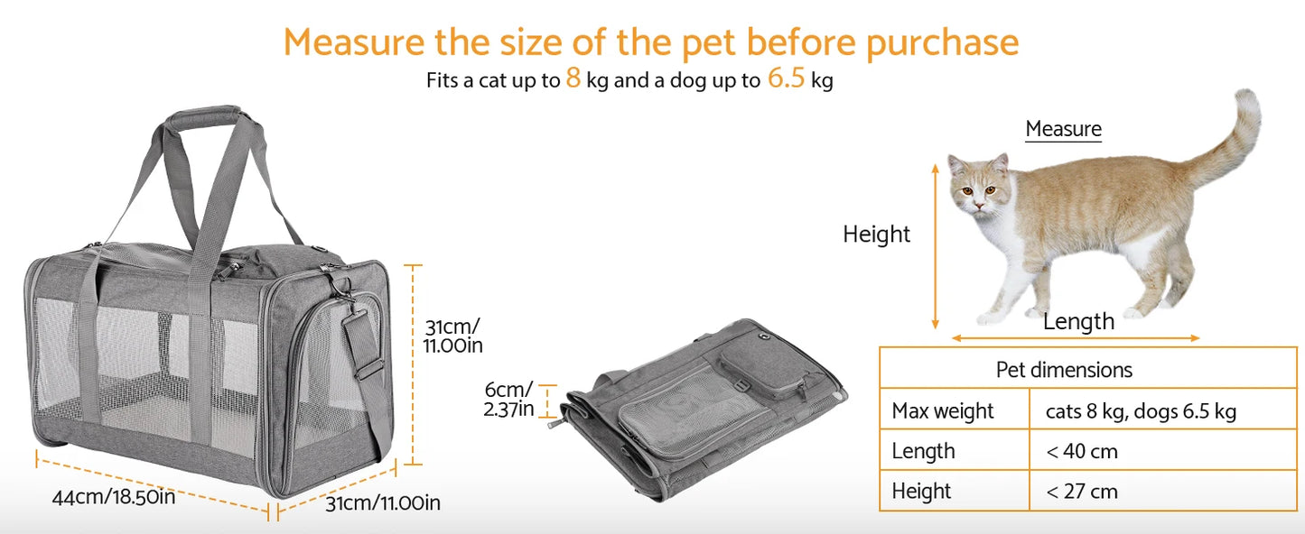 Airline-Approved Pet Carrier for Cats/Dogs
