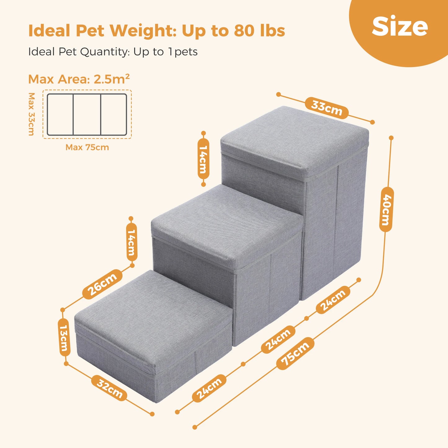 Foldable Pet Stairs with Storage Box