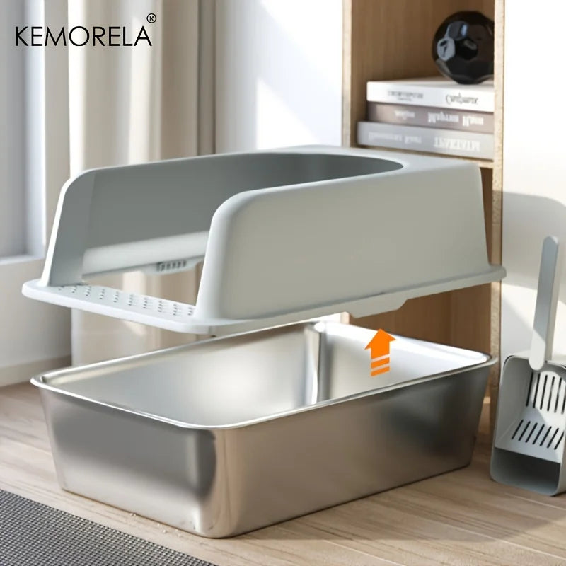 Stainless Steel Litter Box With Litter Mat And Litter Scoop
