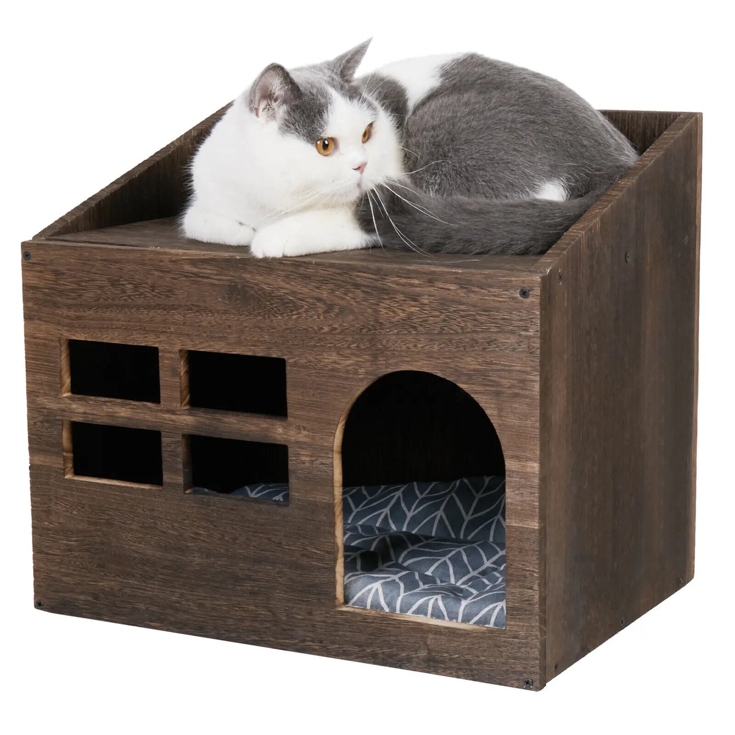 Solid Wood Cat Bed Cave/ Litter Box