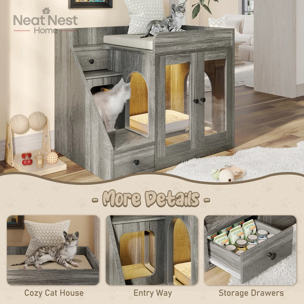 Cat Litter Box Enclosure with Light
