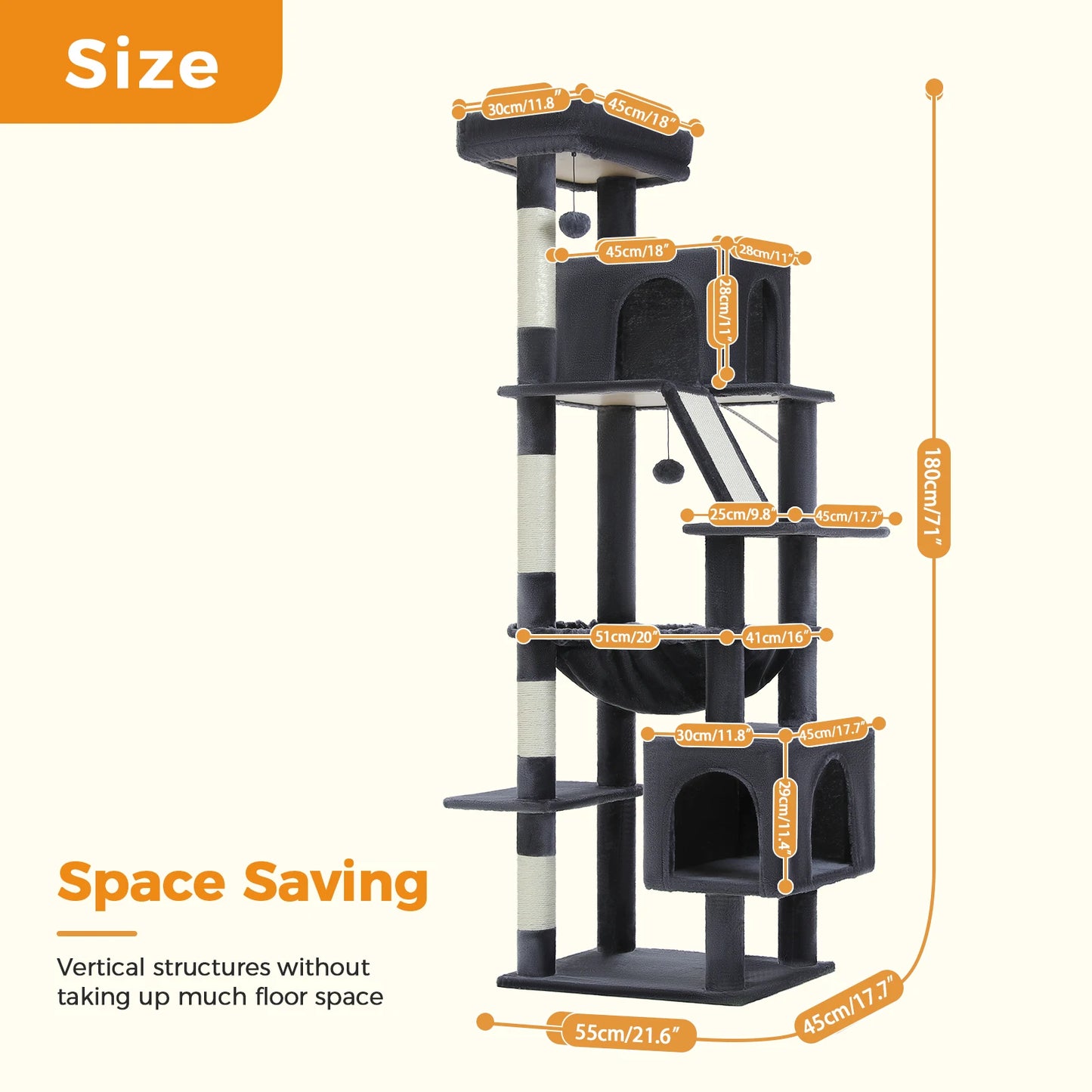 Multi-Level Cat Tree with 2 Cozy Condos