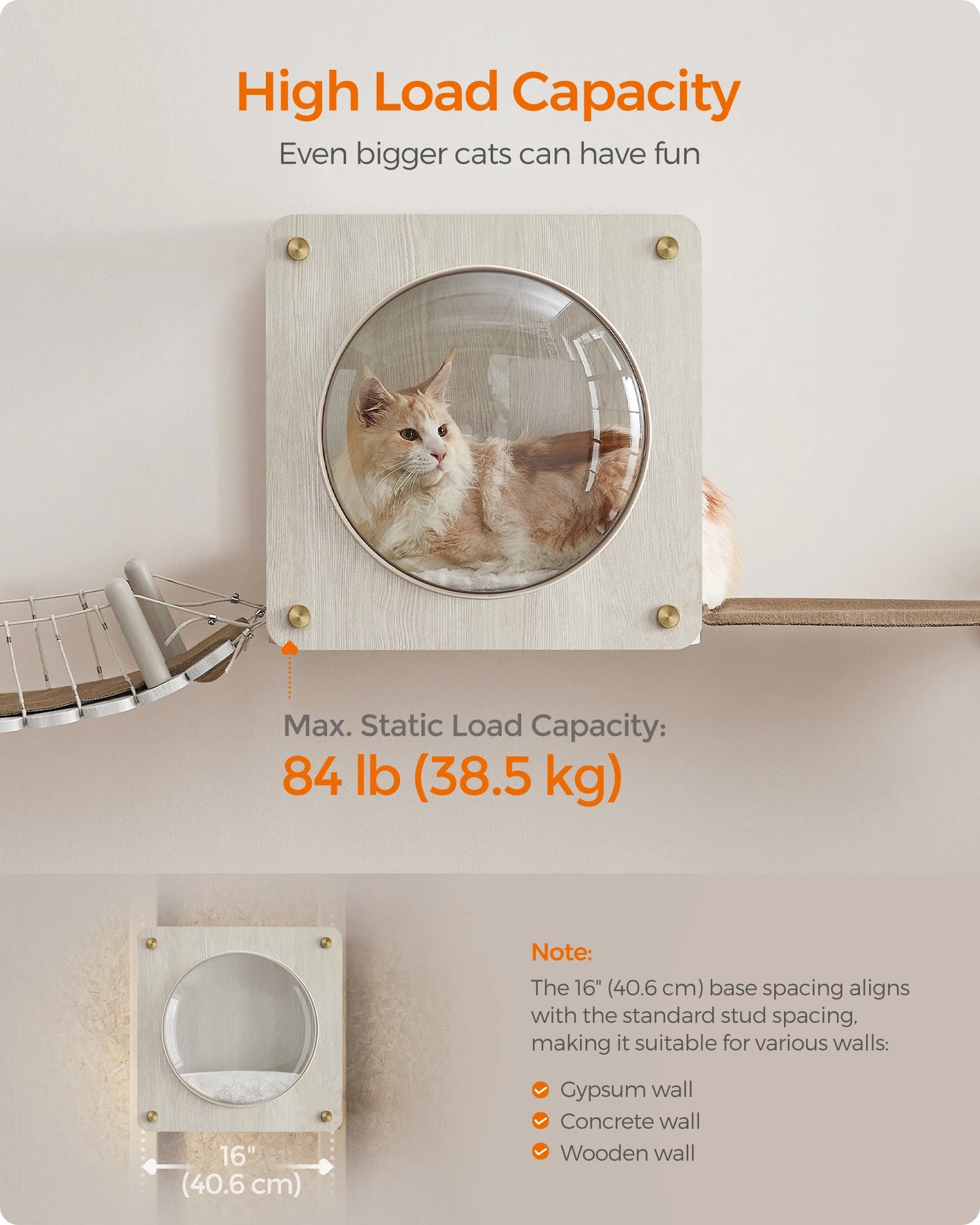 Cat Wall Condo with Hammock and Observation Window,