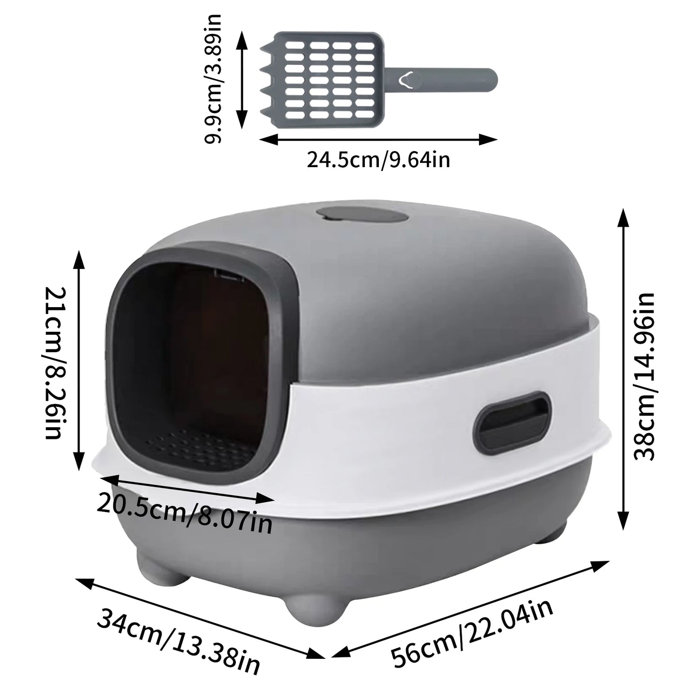 Oval Oblong Hooded Cat Litter Box