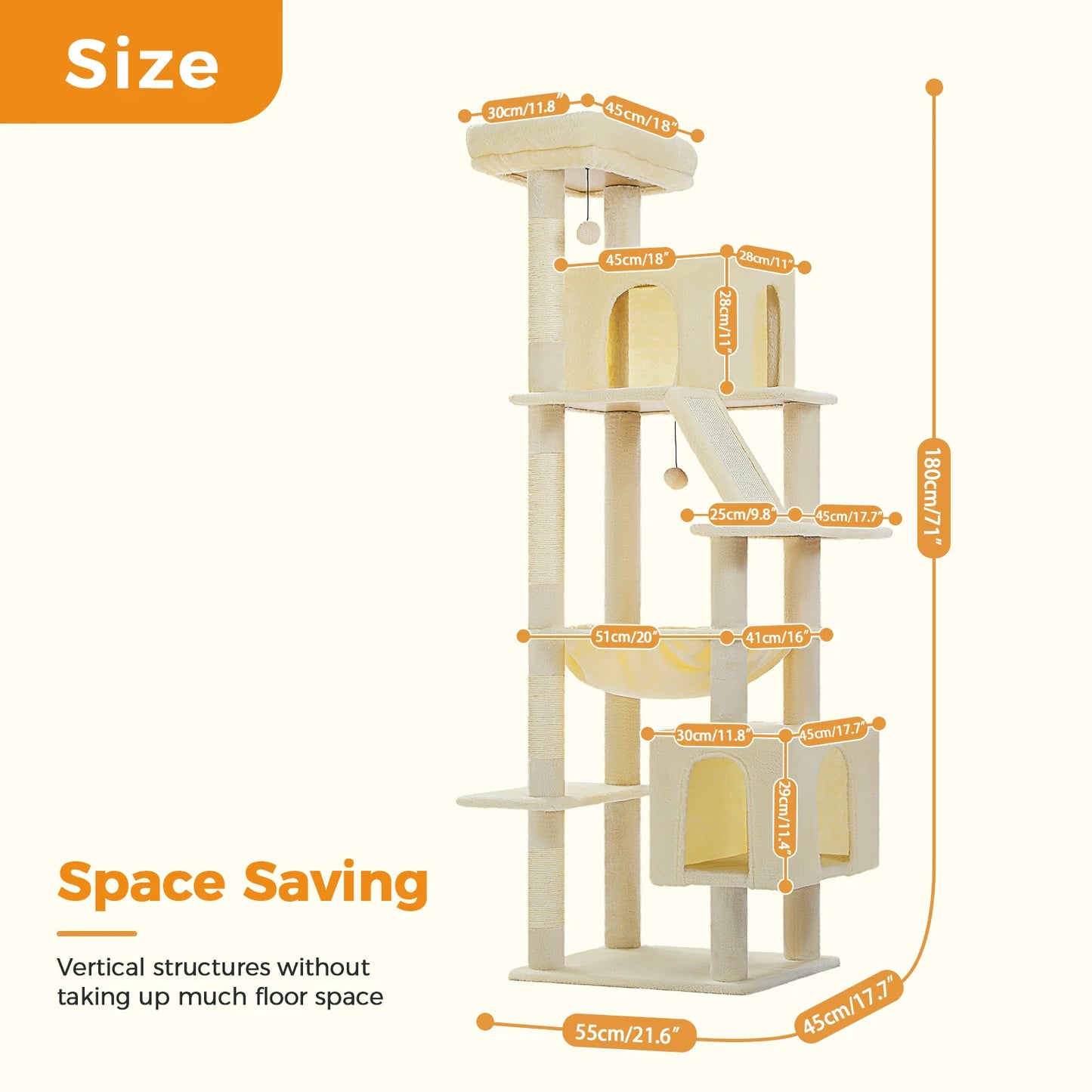 Multi-Level Cat Tree with 2 Cozy Condos