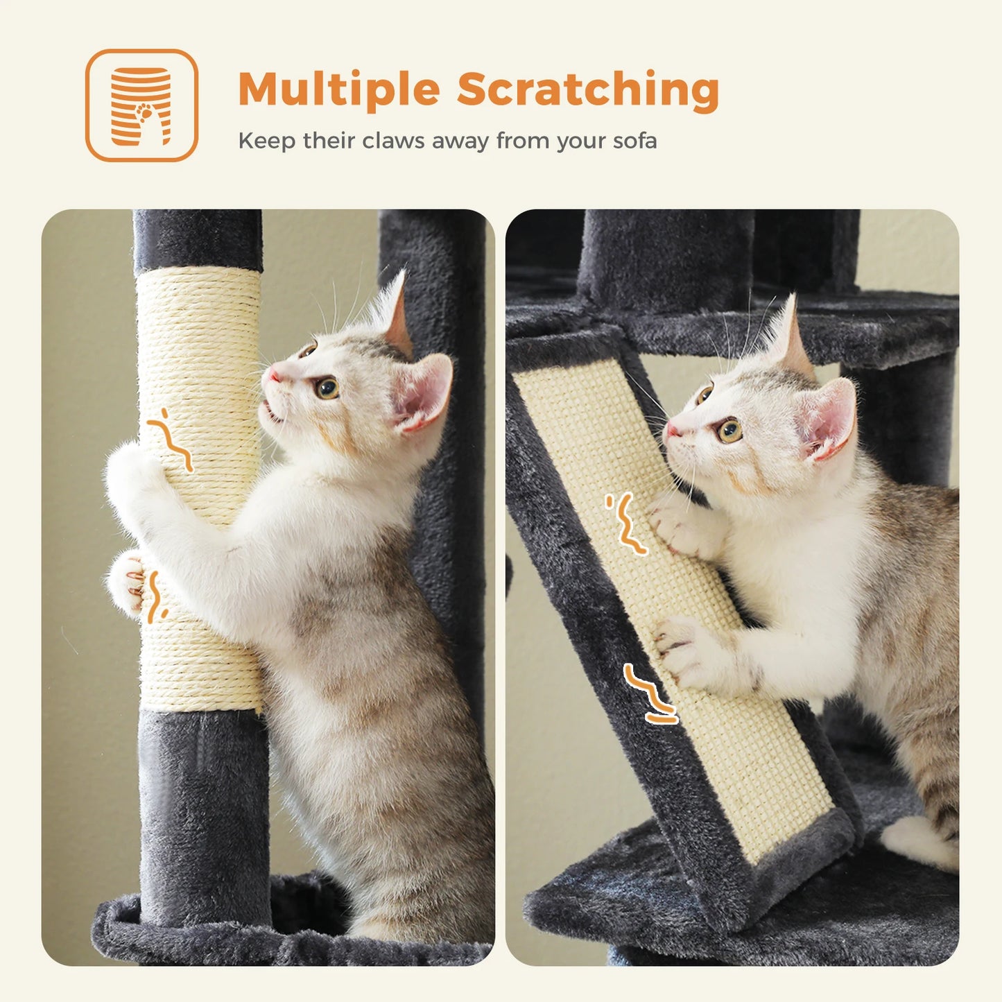 Multi-Level Cat Tree with 2 Cozy Condos