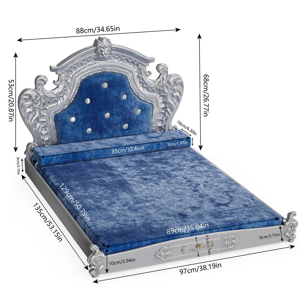 Fancy Velvet Dog Bed with Headboard