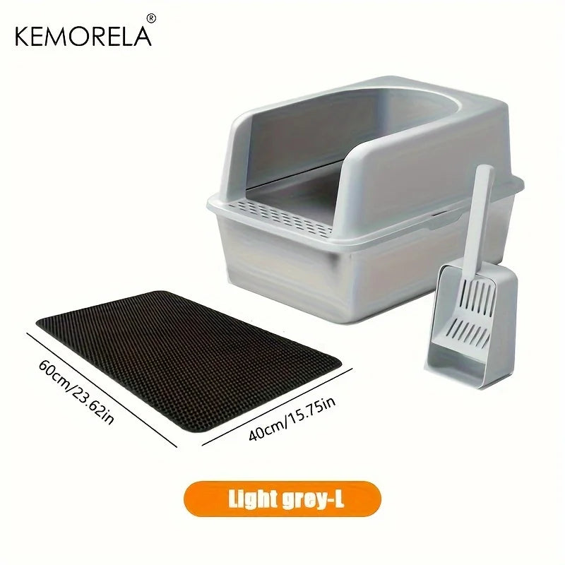 Stainless Steel Litter Box With Litter Mat And Litter Scoop
