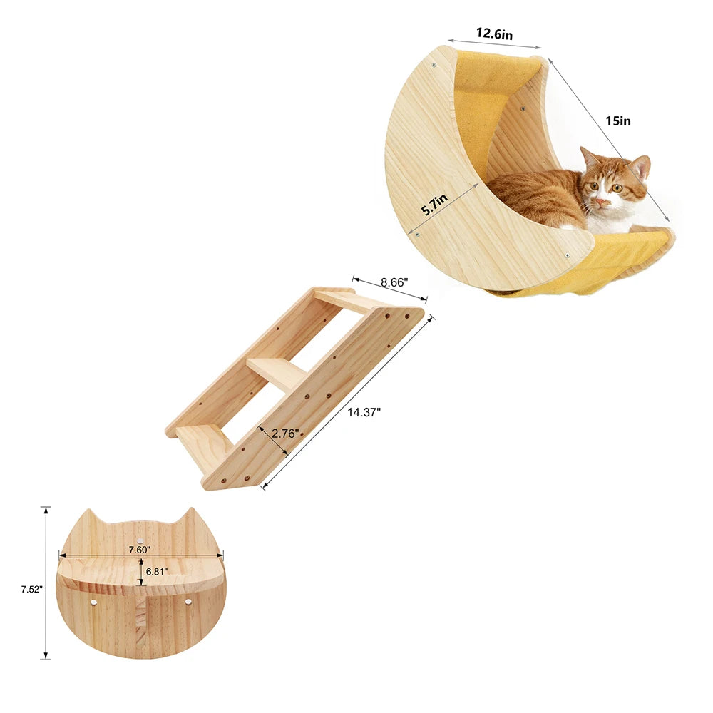 Moon Shaped Cat Shelf, Wall Hammock