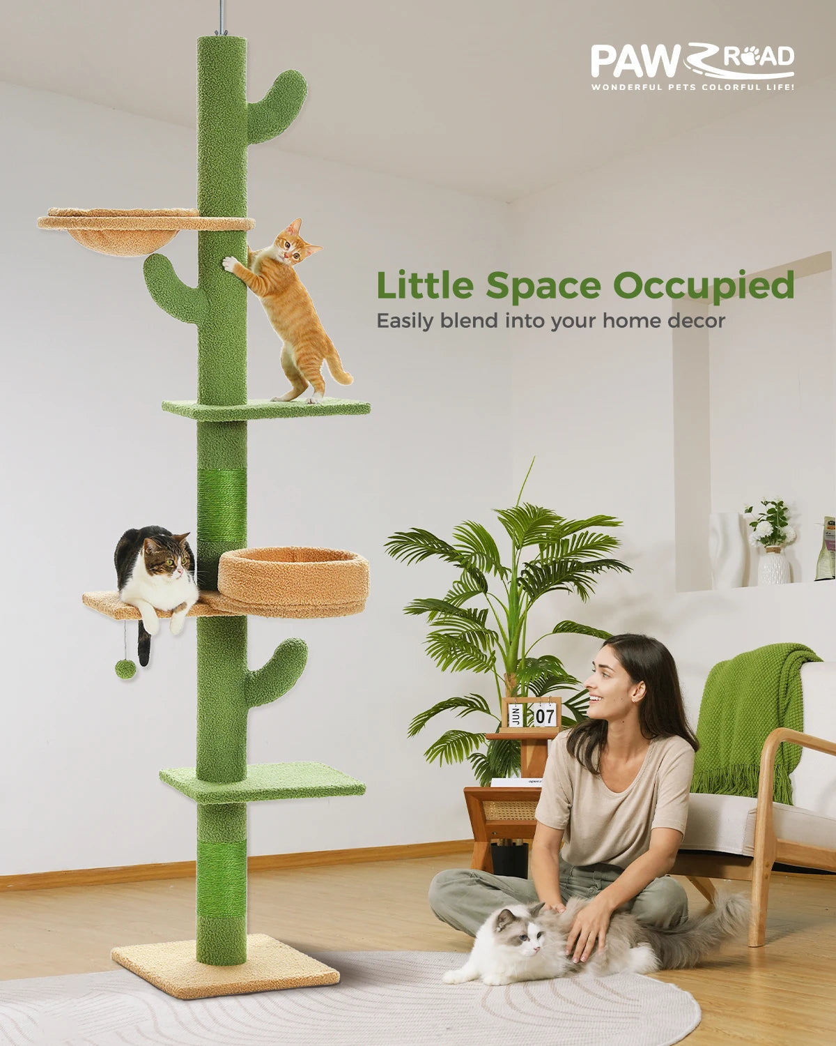 Cactus Cat Tree- Floor to Ceiling, Adjustable Height