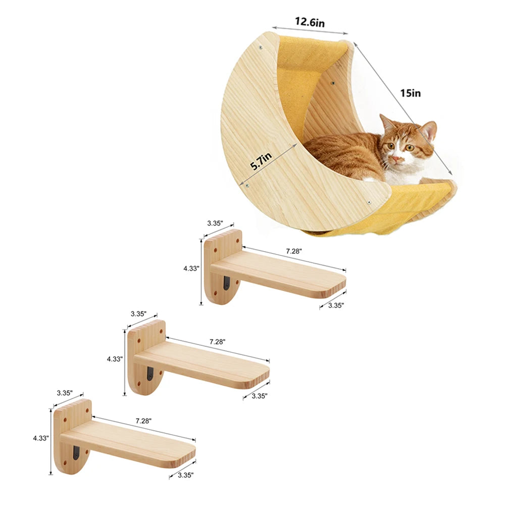 Moon Shaped Cat Shelf, Wall Hammock