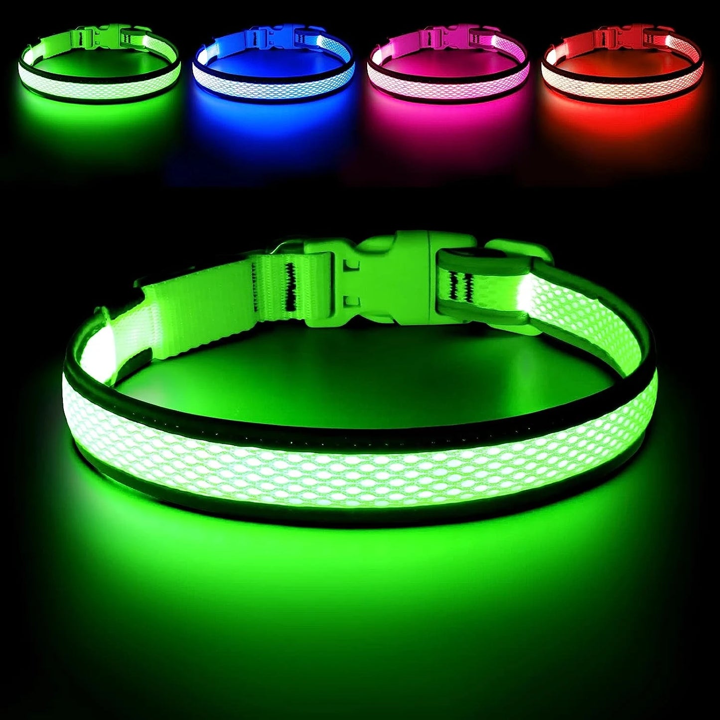 LED Dog Collar - Rechargeable-Adjustable Soft Mesh