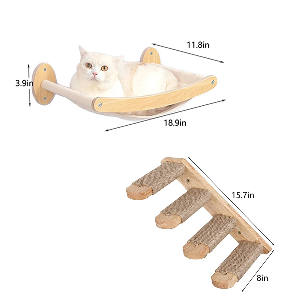 Wall Mounted Cat Hammock and Stairway