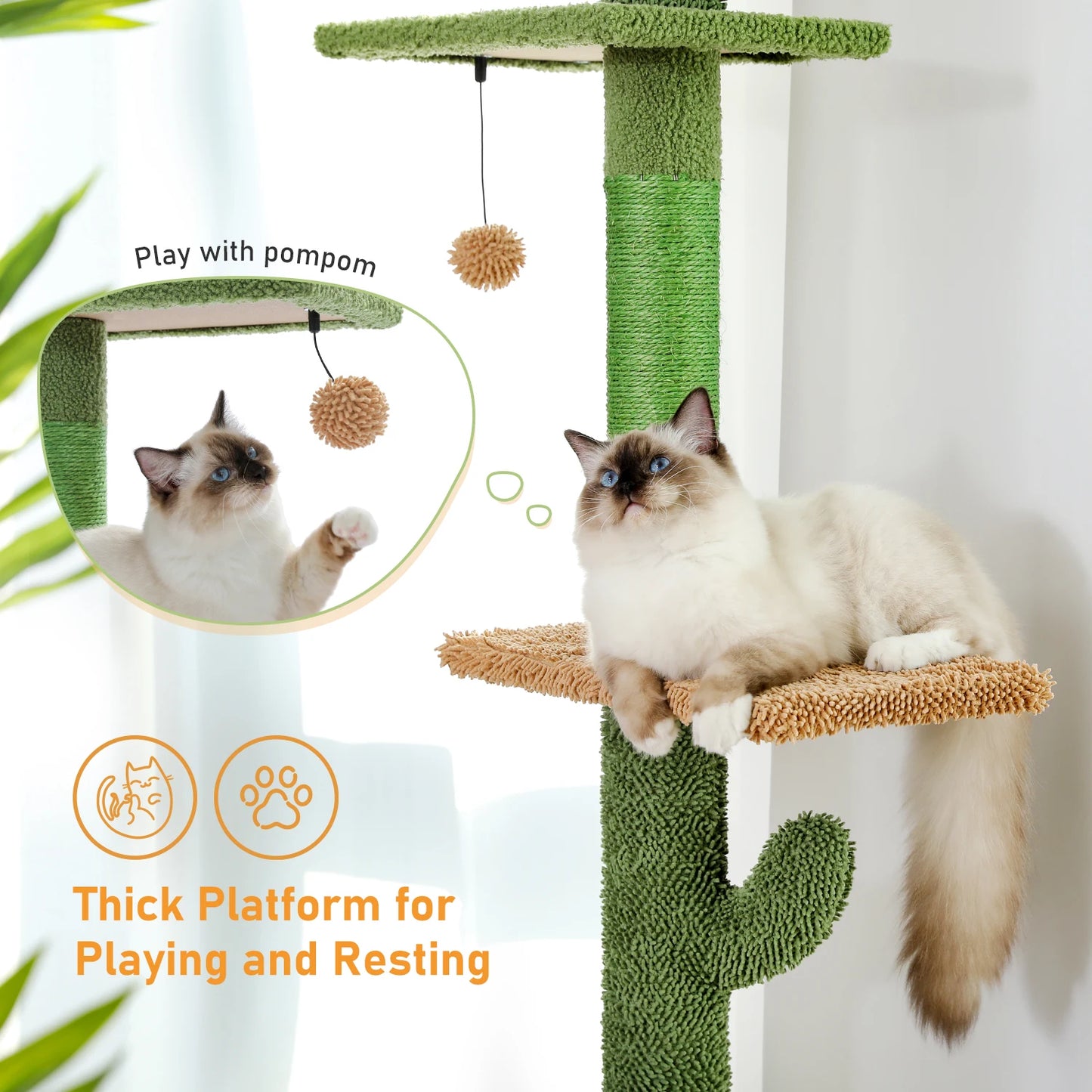 Cactus Cat Tree- Floor to Ceiling, Adjustable Height