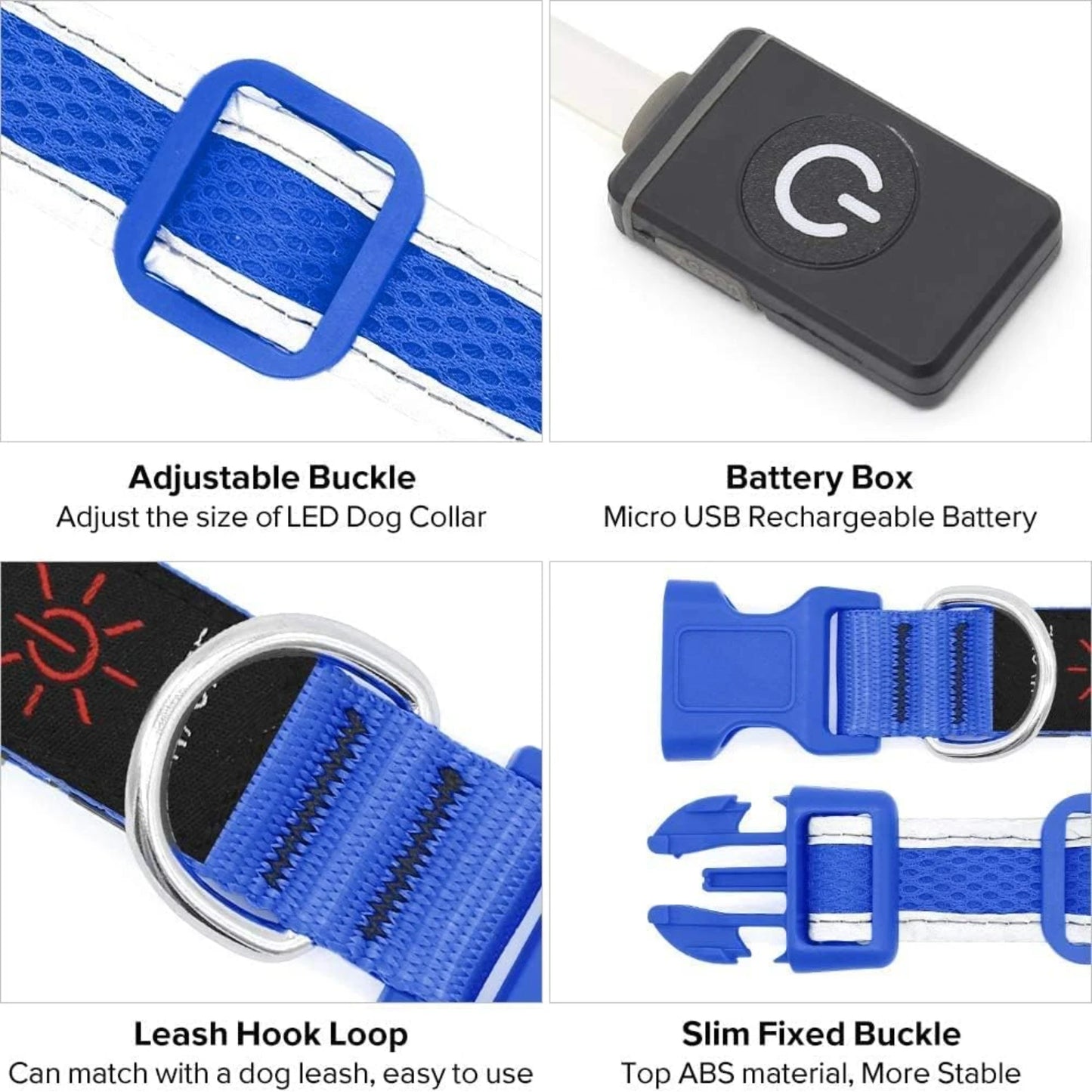 LED Dog Collar - Rechargeable-Adjustable Soft Mesh