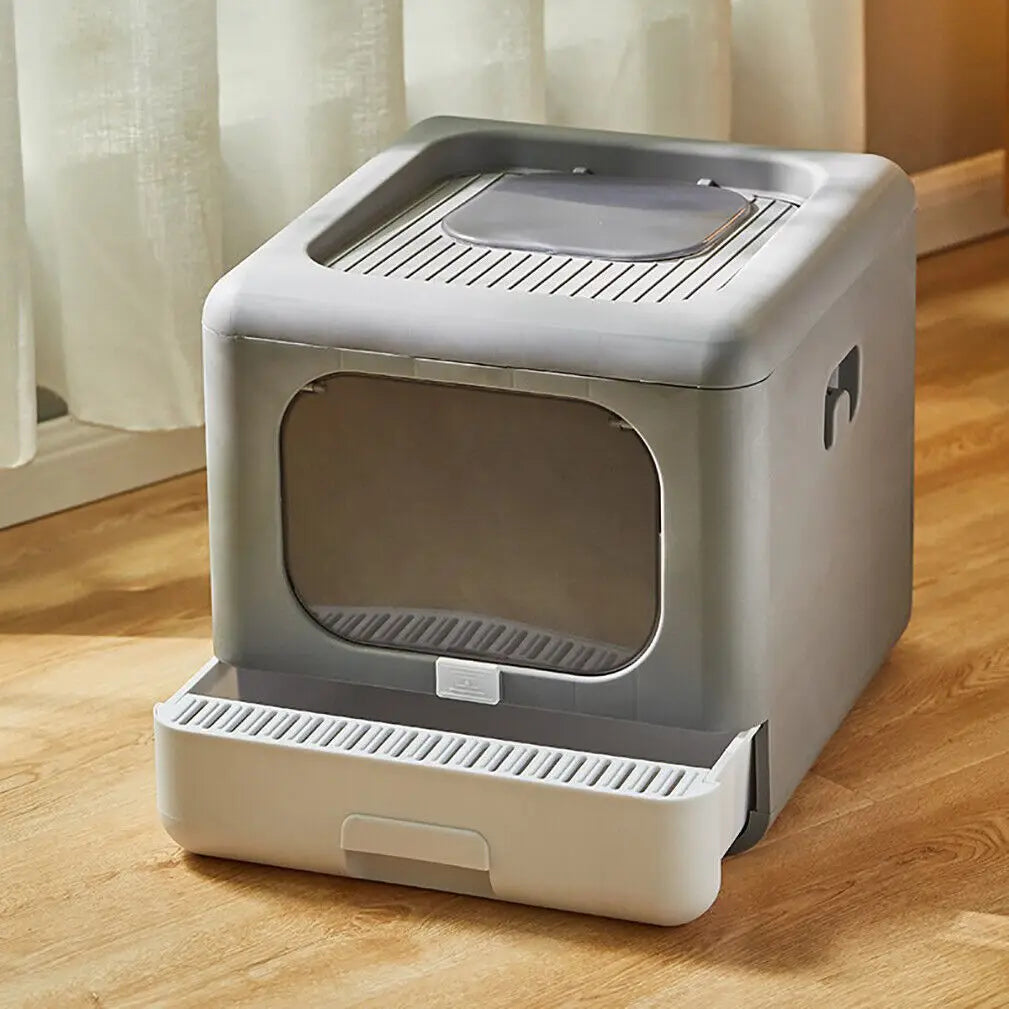 Enclosed Cat Litter Box with Scoop and Tray