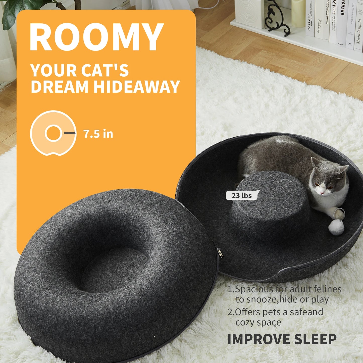 24 Inch Large Donut Cat Bed -