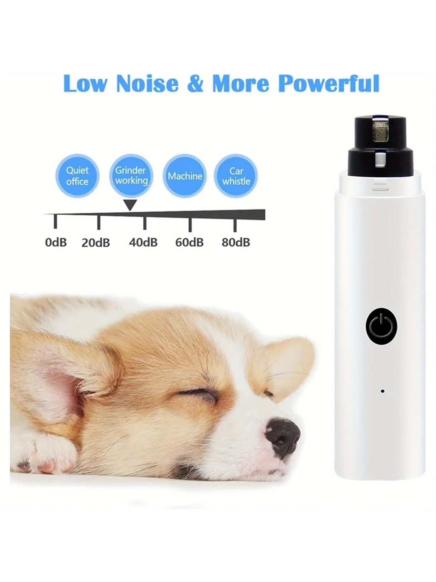 Dog Nail Grinder- Silent, Rechargeable Electric Nail Trimmer for Pets