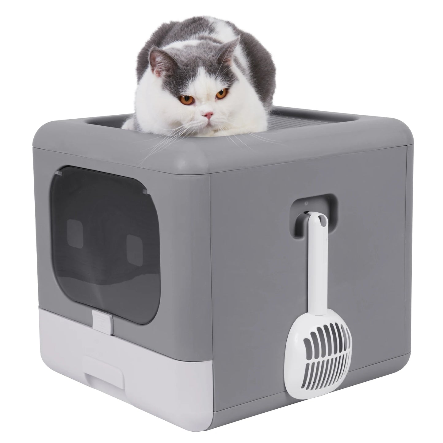 Enclosed Cat Litter Box with Scoop and Tray