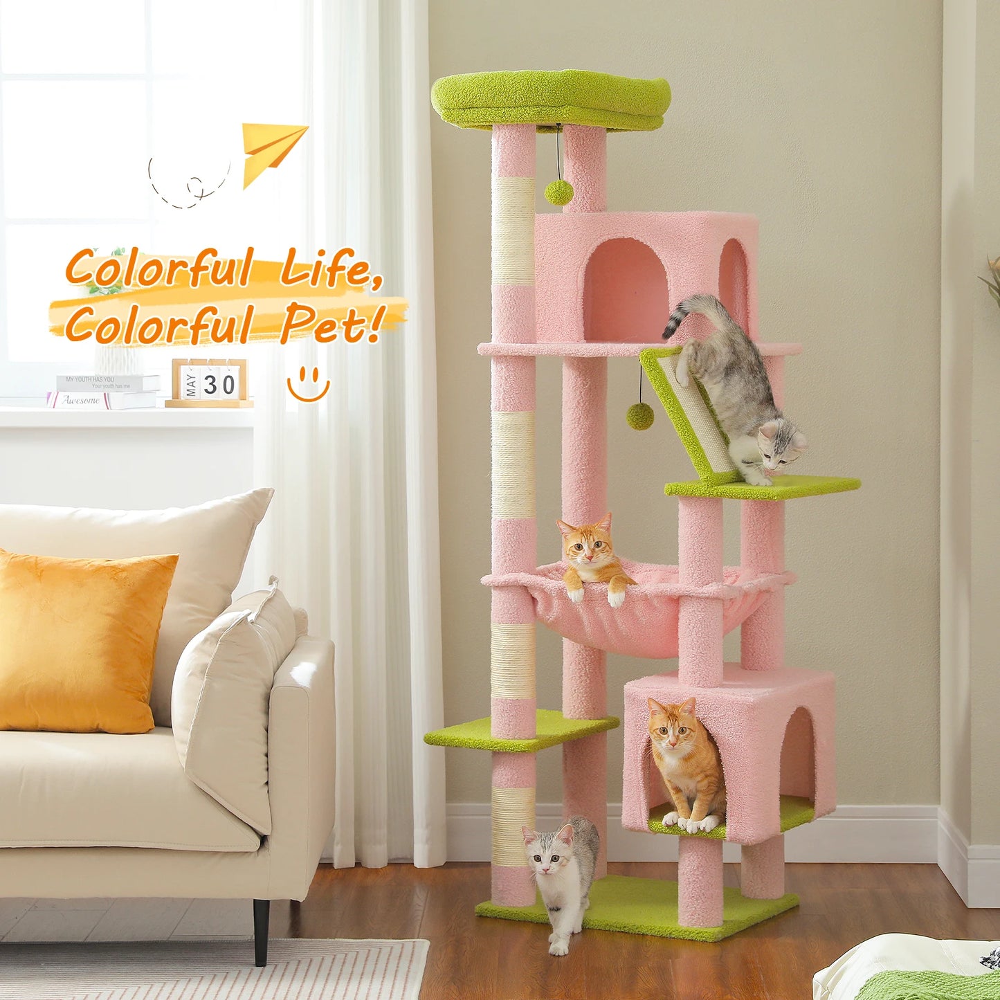 Multi-Level Cat Tree with 2 Cozy Condos
