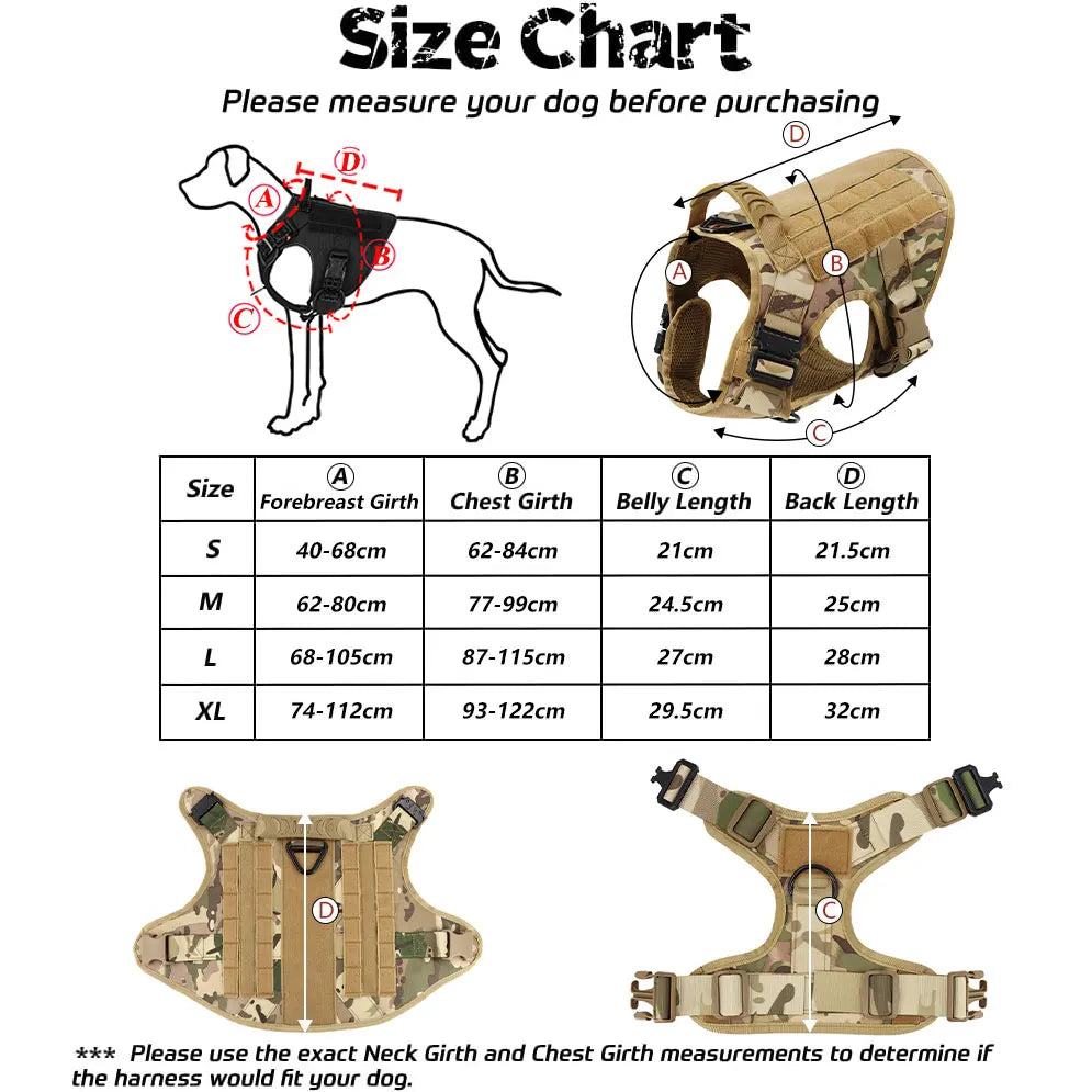 Large Dog Harness, Leash and Collar  with Patches