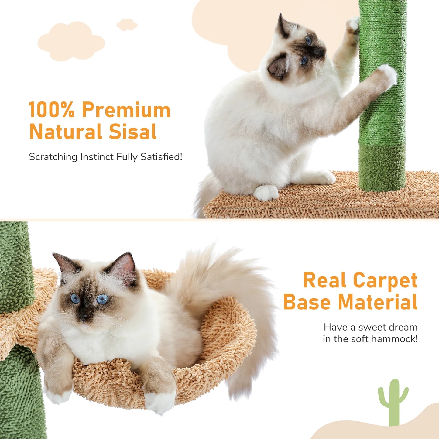 Cactus Cat Tree- Floor to Ceiling, Adjustable Height