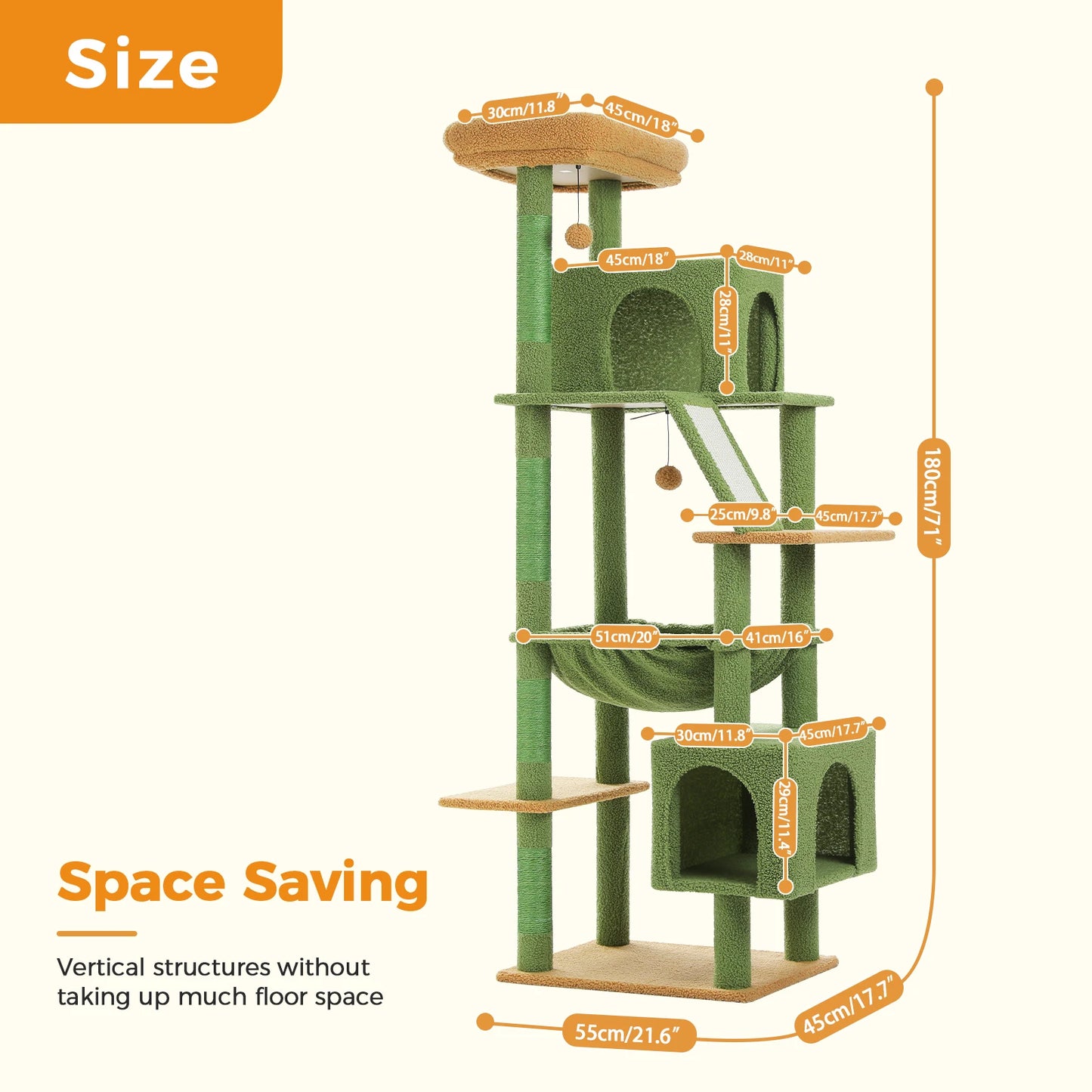 Multi-Level Cat Tree with 2 Cozy Condos