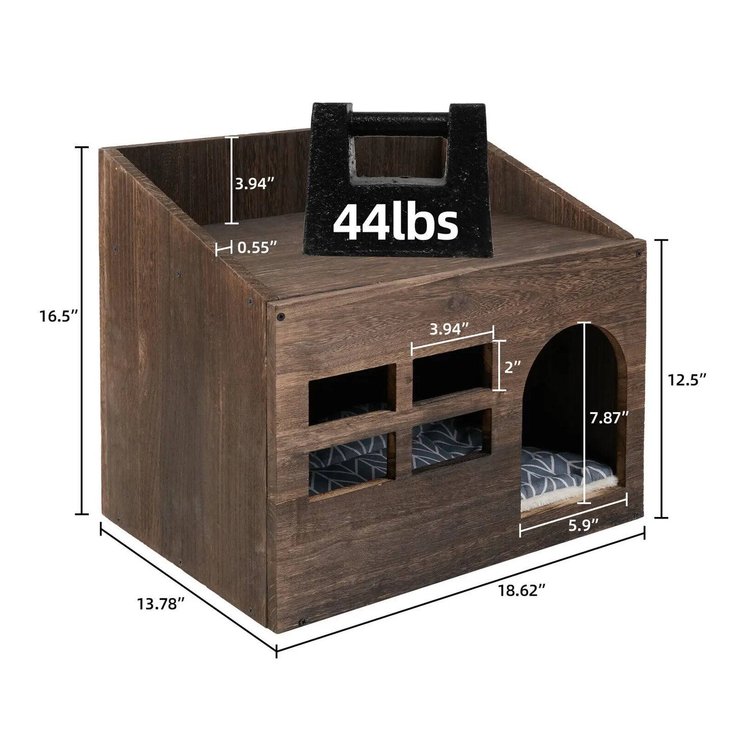 Solid Wood Cat Bed Cave/ Litter Box