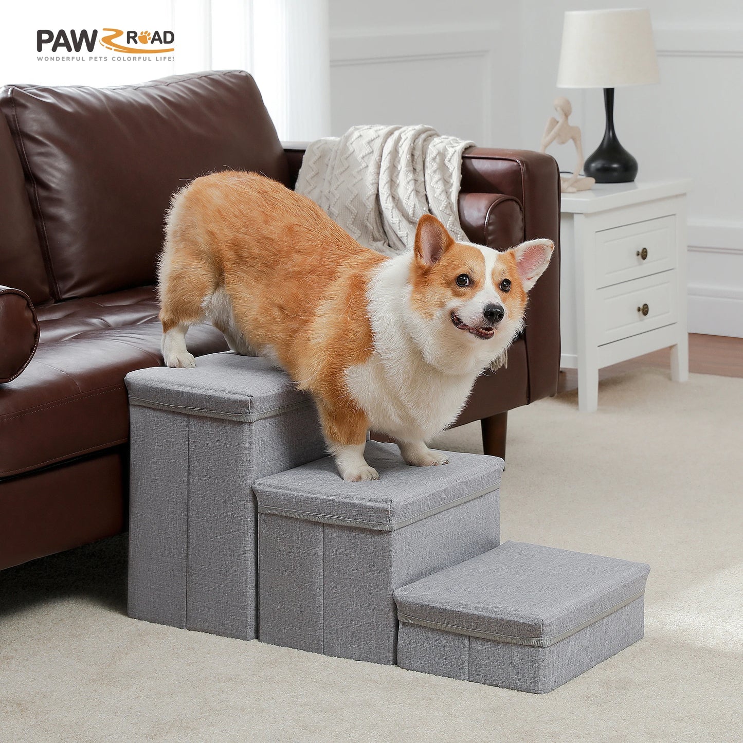 Foldable Pet Stairs with Storage Box
