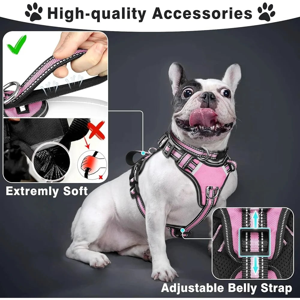 Reflective No Pull Pet Harness, Collar and Leash Set