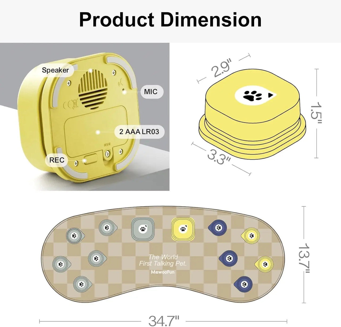 Talking Button Set with Velcro Mat