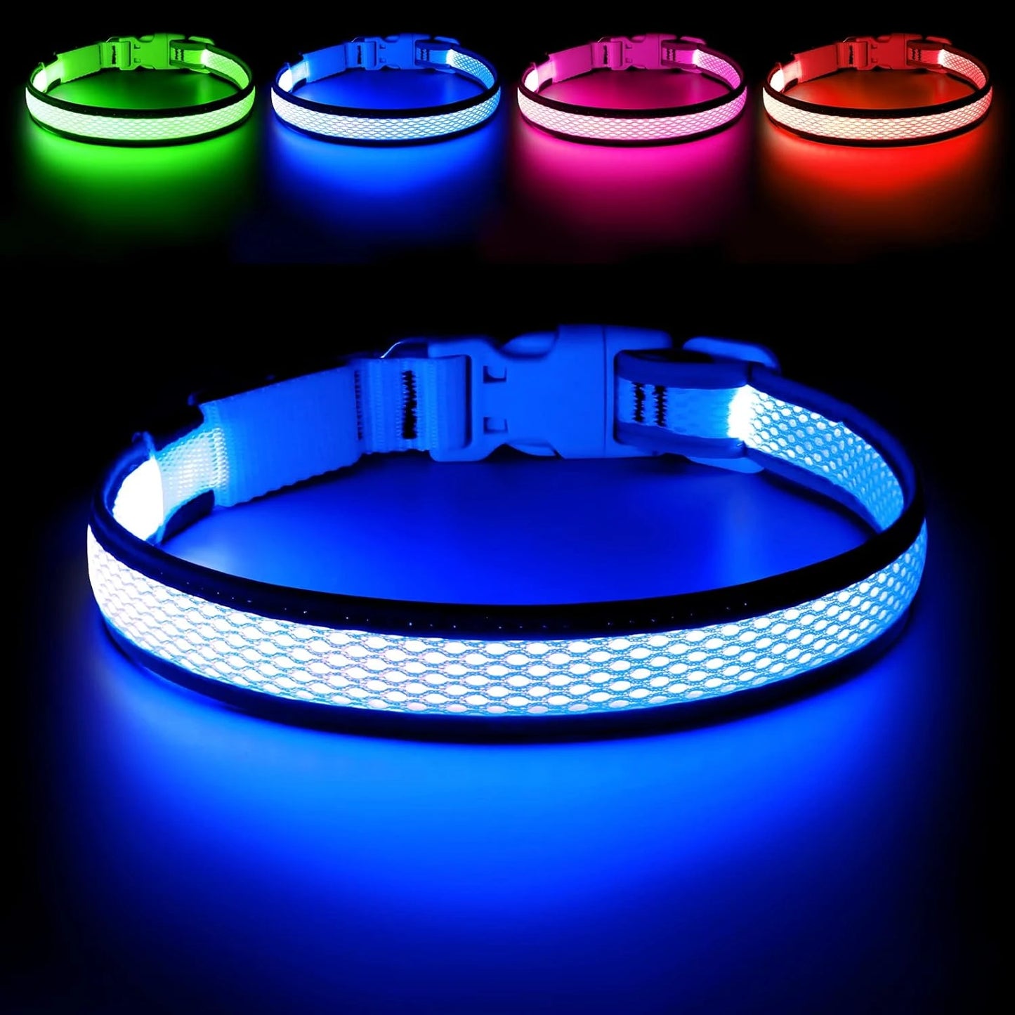 LED Dog Collar - Rechargeable-Adjustable Soft Mesh