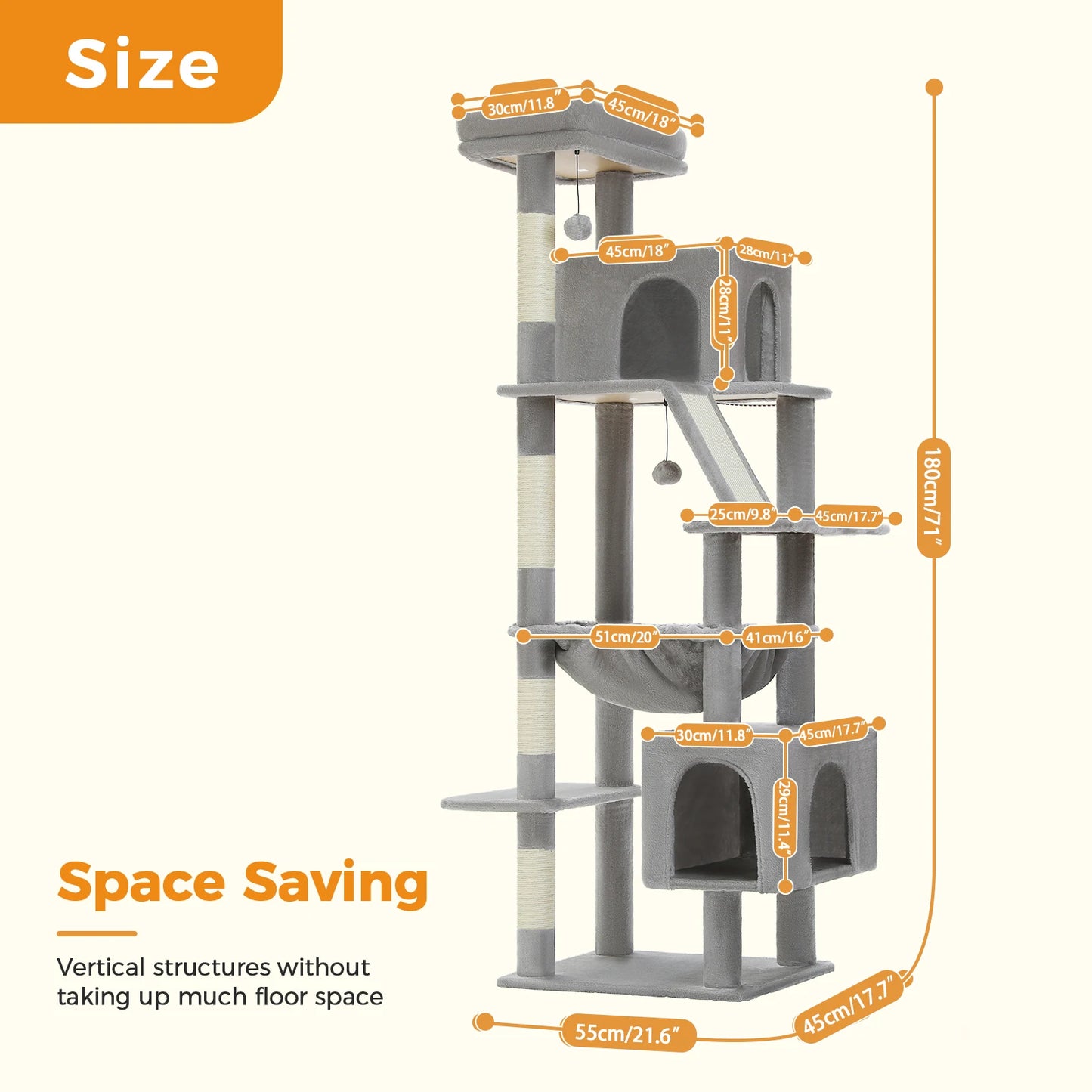 Multi-Level Cat Tree with 2 Cozy Condos