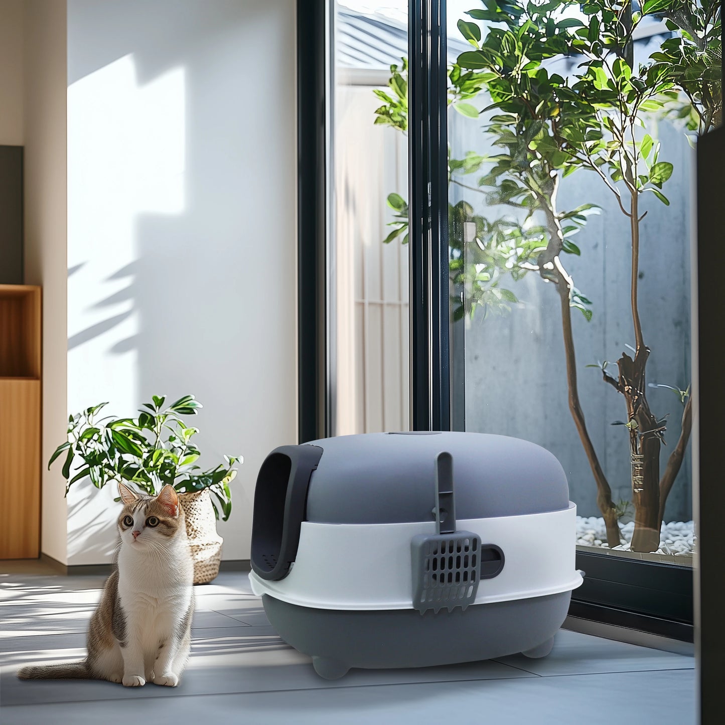 Oval Oblong Hooded Cat Litter Box