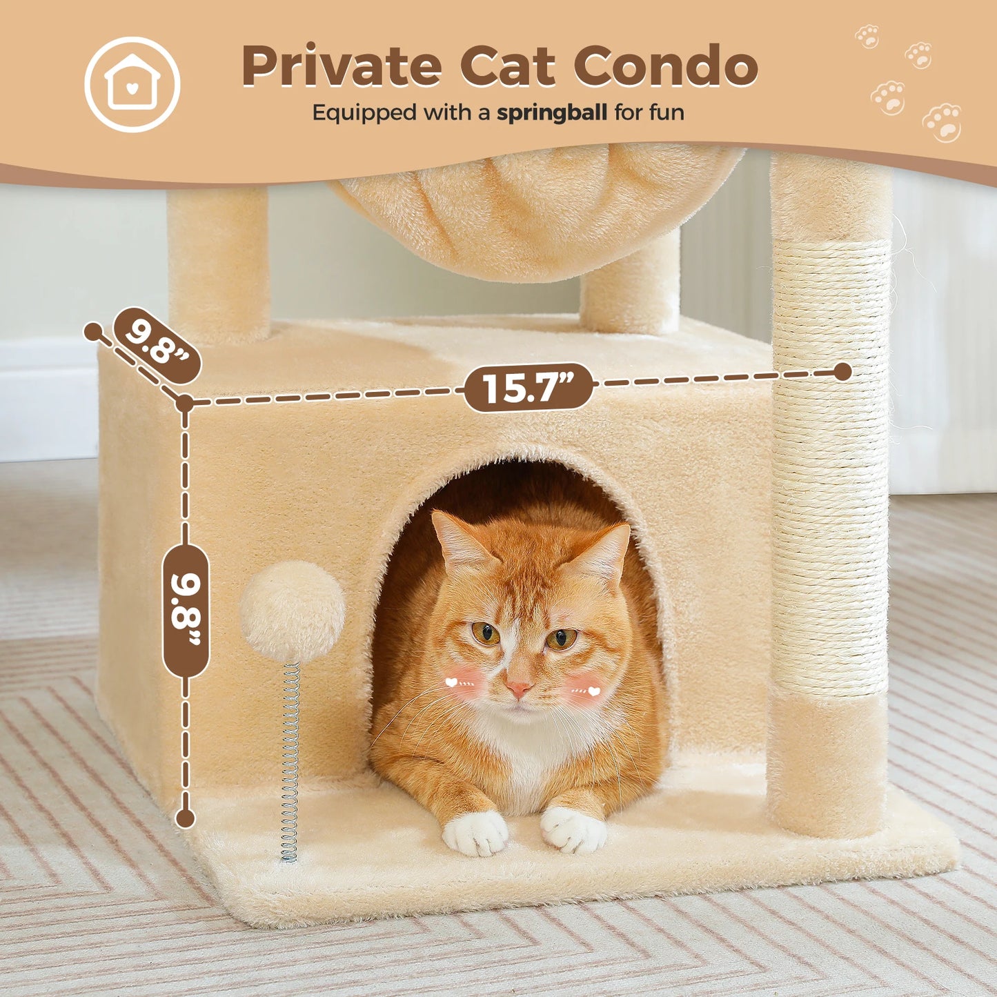 Multi-Level Cat Tower with Scratching Posts