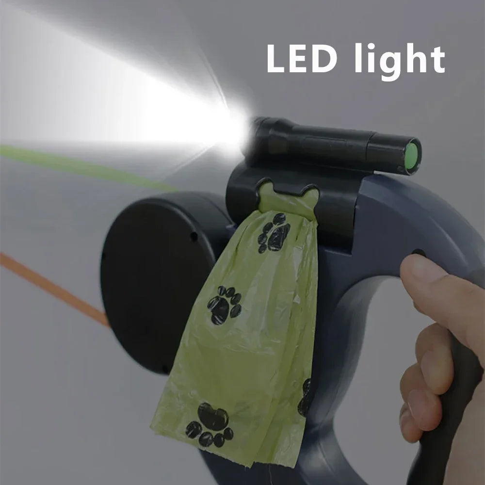 Retractable Dual Dog Leash with LED Light, 360 Swivel-No Tangle