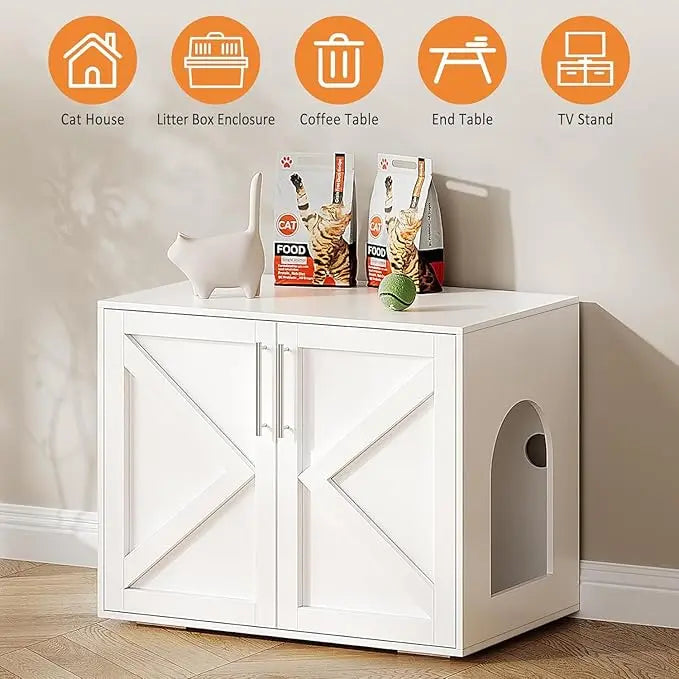Hidden Litter Box Furniture, TV Stand, Cabinet