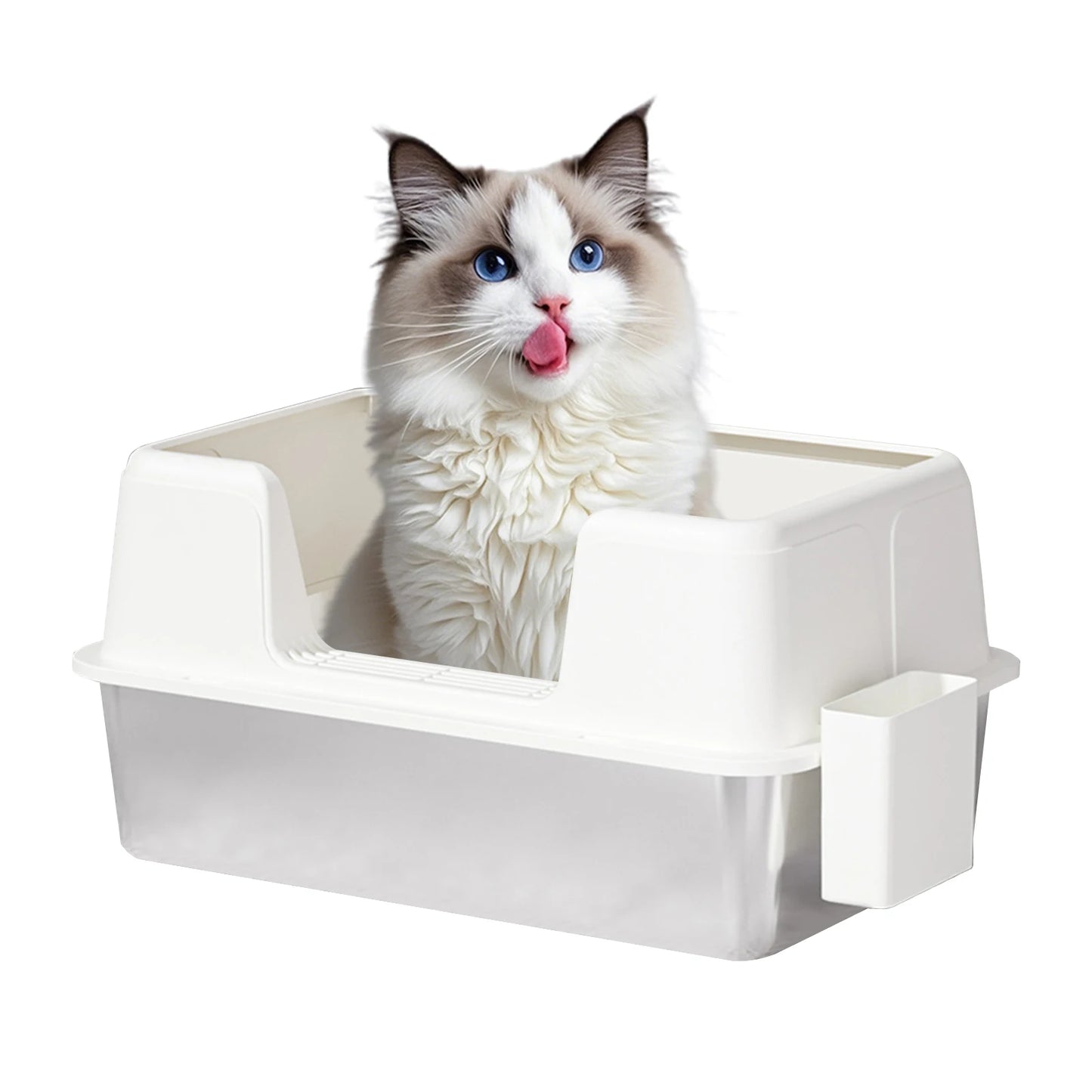 Stainless Steel Cat Litter Box With Litter Mat And Scoop