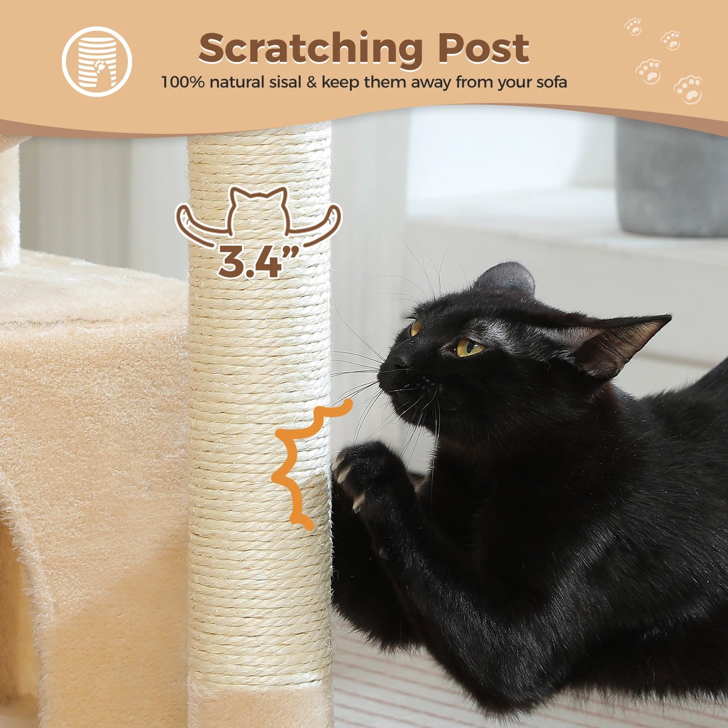 Multi-Level Cat Tower with Scratching Posts