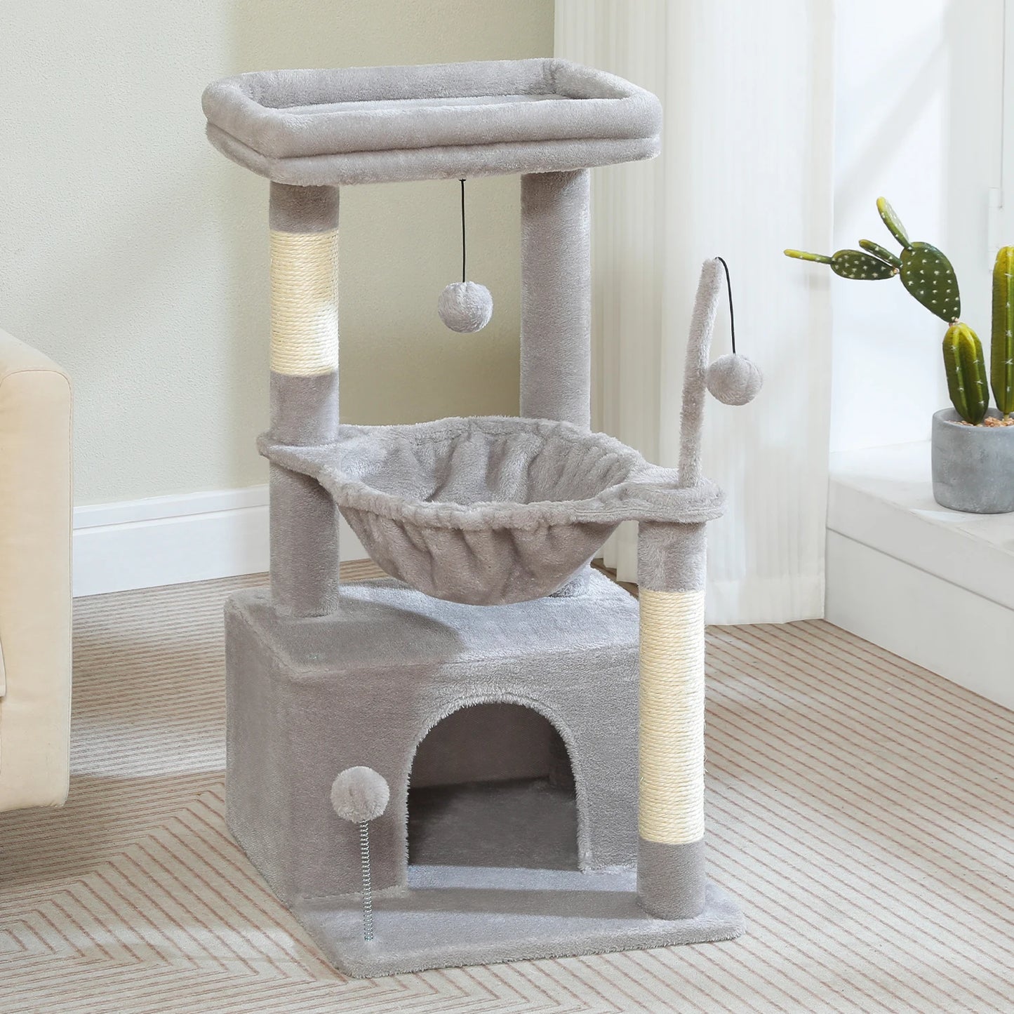 Multi-Level Cat Tower with Scratching Posts