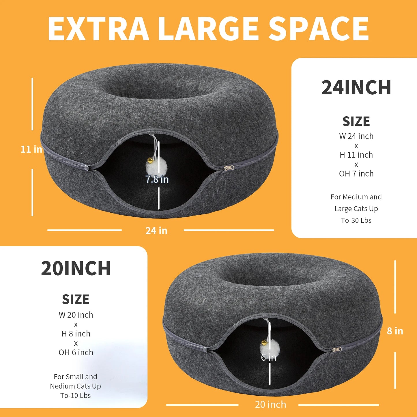 24 Inch Large Donut Cat Bed -