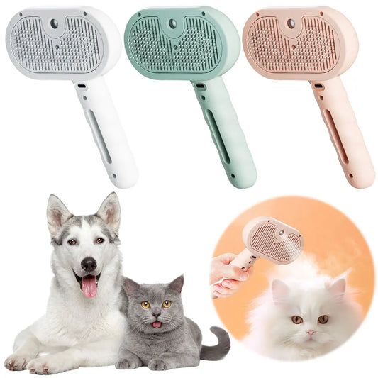 3 in 1 Pet Steam Brush with Release Button