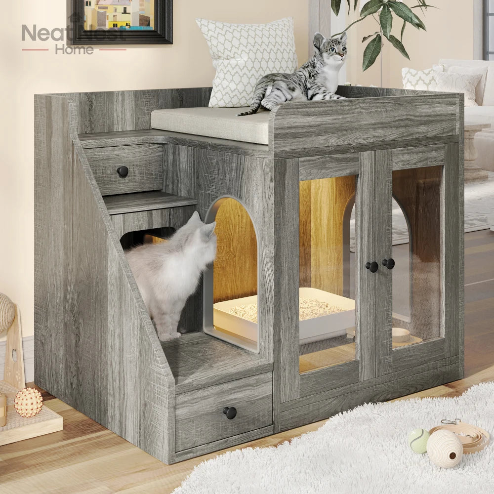 Cat Litter Box Enclosure with Light
