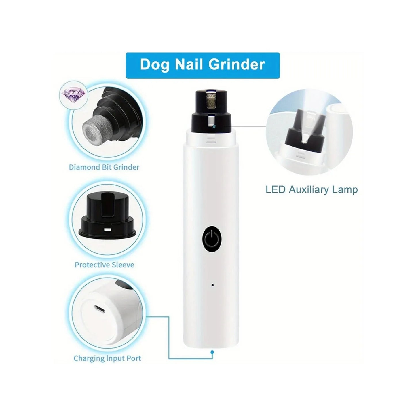 Dog Nail Grinder- Silent, Rechargeable Electric Nail Trimmer for Pets