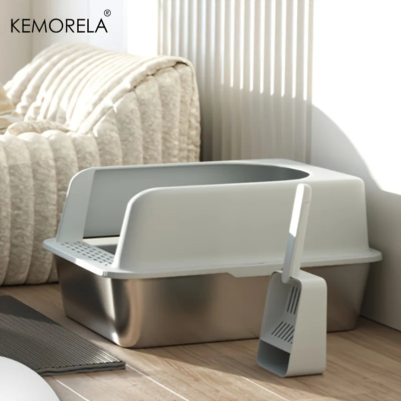 Stainless Steel Litter Box With Litter Mat And Litter Scoop