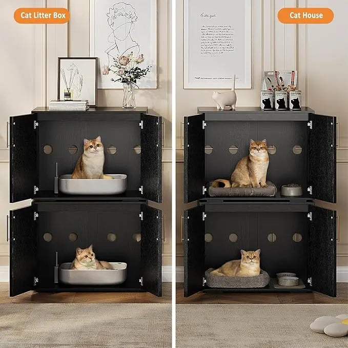 Hidden Litter Box Furniture, TV Stand, Cabinet